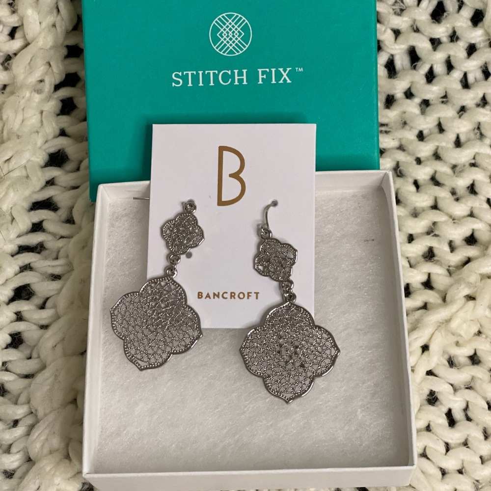 Bancroft Langley Filigree Drop Earrings Silver